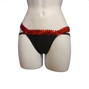 Black Bikini Bottom with Red Sequin Trim